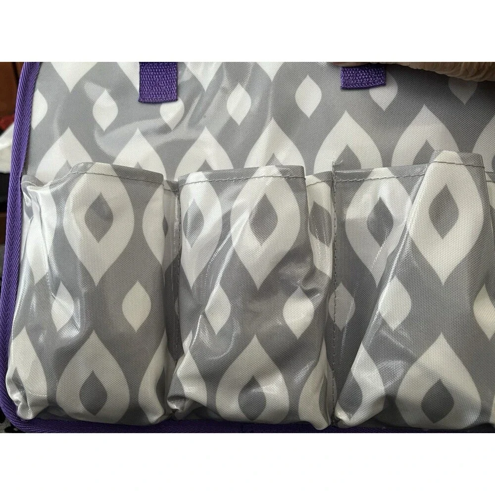 Mary Kay purple & Silver tote bag Travel Makeup Keeper Cosmetic 10”Hx 12W 5”D